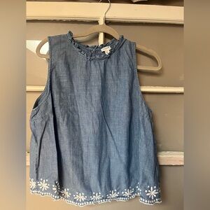 Denim embroidered J. Crew Top , size large